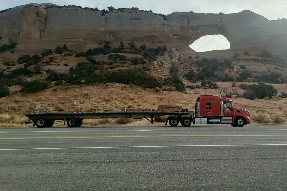 Photograph of a flatbed trailer.