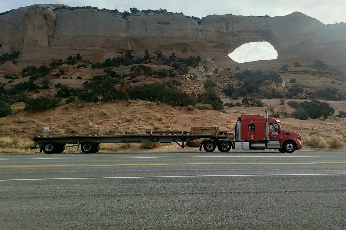Photograph of a flatbed trailer.